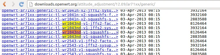 OpenWRT downloads page